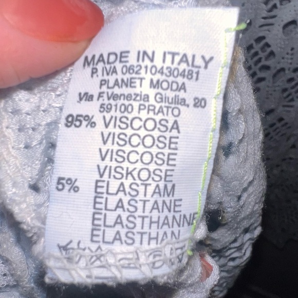 EUC Cocco Bella Italy Lace Crochet Long Sleeve Top in Light Blue Tier Ruffle Hem - Picture 5 of 5